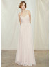 Spaghetti Straps Blush Pink Tulle Bridesmaid Dress